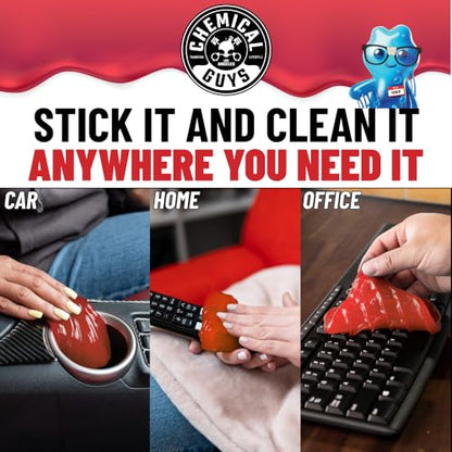Chemical Guys Sticky Icky Car Cleaning Gel, Sweet Strawberry, Interior Car Cleaner, Reusable Automotive Crevice & Interior Dust Cleaner for Air Ventss, Cup Holders & Keyboards, 0.88 Ounce (Pack of 4) - size: 3.5 Ounce (Pack of 4), style: Strawberry