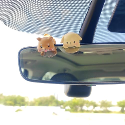 Cute Animal Rear View Mirror Accessories, Car Center Screen Decoration Dashboard Ornament, Car Accessories Interior for Women/Men Computer Monitor Decor - style: Dogs