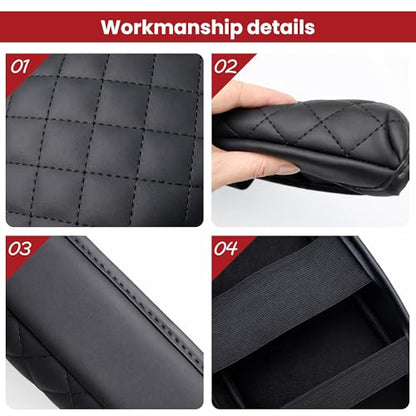 Car Center Console Armrest Cover for Ford Escape 2020-2025/Bronco Sport CX430 2021-2025, PU Leather, Middle Console Arm Rest Cushion Pad, Black - size: Bronco Sport CX430