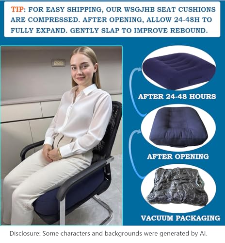 WSGJHB Large Seat Cushion, Extra Thick Booster Seat Cushions for Office Chairs Long Sitting Office Workers, Car Drivers, Relieves Back Pain, Breathable, Anti-Slip, 18x18x4.7 inchs, Blue - color: Blue