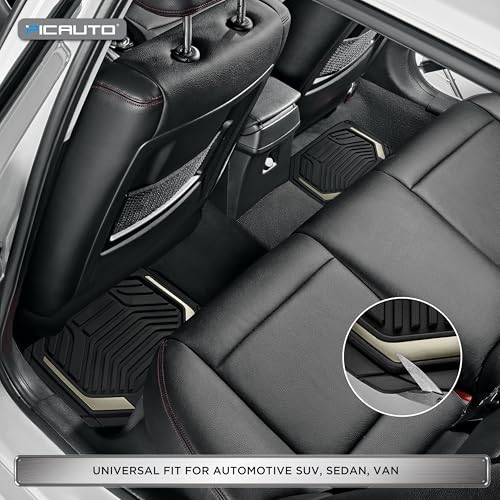 PIC AUTO Heavy Duty Rubber Floor Mats, Gray Aluminum Film Car Mats Set, Front and Rear Car Mats with Anti-Slip Backing, All Weather Protection, Trim-to-Fit for Automotive SUV, Sedan, Van - color: Gray