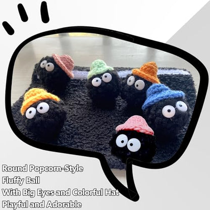 Car Headrest Pillow & Steering Wheel Cover Set with Cute Big-Eyed Black Travel Neck Support Pillow Fur Car Interior Accessory (Safty Belt Cover 2PCS) - color: Black Safty Belt Cover 2pcs