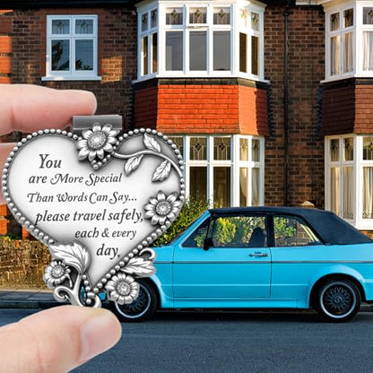 Heart-Shaped Car Visor Clip, Driving Safety Prayer Religious Car Gifts for New Driver Teen Boys Girls Parent Family Friends, New Car Gifts