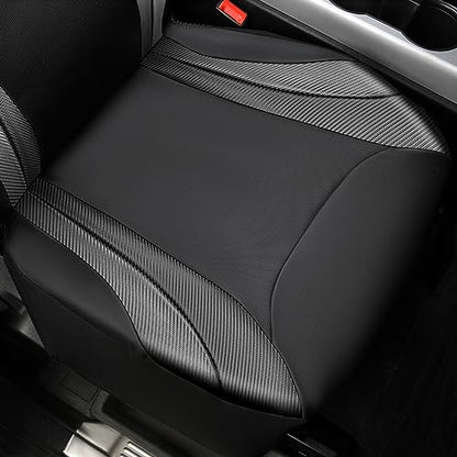 CAR PASS Premium Carbon Fiber Leather Car Seat Covers Full Set,Airbag Compatible,5mm Composite Sponge Inside,Sporty Universal Fit for SUV,Van,Sedan,Truck (Full Set,Black) - color: Black