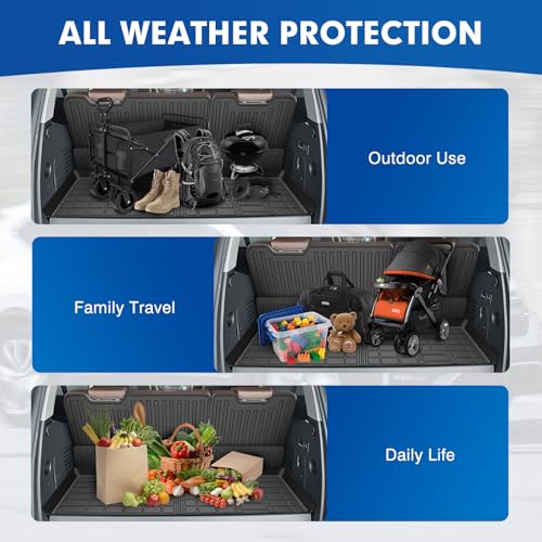 Mixsuper Cargo Liner for Chevy Tahoe 2015-2020, Cargo Mat Backrest Mat for Tahoe, All Weather Trunk Mat Backrest Mat TPE Back Seat Cover Protector for Tahoe Accessories - size: 15-20 |Tahoe| Cargo & Backrest Mat
