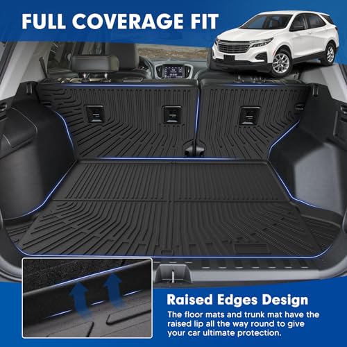 Mixsuper Cargo Liner for Chevrolet/Chevy Equinox 2018-2024, All Weather Trunk Mat Backrest Mat TPE Back Seat Cover Protector for Equinox Accessories - size: 18-24 |Equinox| Cargo & Backrest Mat