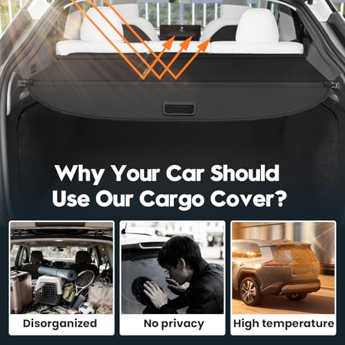 Powerty Cargo Cover for Tesla Model Y Juniper 2025 2026(Just for 5-Seaters), Trunk Cover Retractable Trunk Shielding Shade Privacy Luggage Screen for Model Y Juniper Accessories - size: 2025-2026 | Tesla Model Y Juniper