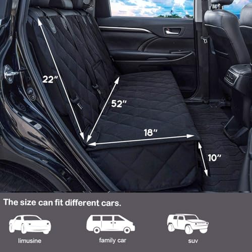 Bench Dog Car Seat Cover for Back Seat Waterproof Seat Covers Durable Scratch Proof Nonslip, Protector for Pet Fur & Mud Washable Backseat Cover for Cars Armrest Compatible