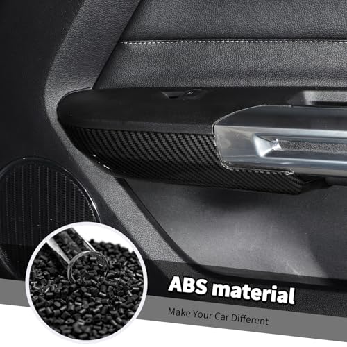 Jimen Fit for Ford Mustang 2015-2024, 2PCS Inner Door Armrest Panel Cover Trim (Carbon Fiber) - color: Carbon Fiber