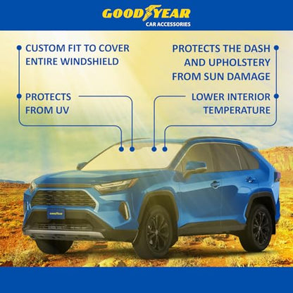 Goodyear Foldable Windshield Sunshade for Toyota RAV4 2019-2025, SUV car Accessories, Sunshade Cover, Sun Shade Car Windshield, Window Sun Blocker - GY008250 - color: For Toyota RAV4 19-25