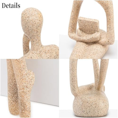 Gold Home Decor Thinker Statue Accents, Set of 3 Thinker Sculptures Office Decor Modern Abstract Resin Decoration on Shelf Table Desk for Living Room Office Bedroom Bookshelf Decor (Small)