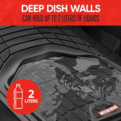 Motor Trend FlexTough Defender Floor Mats for Cars & TrunkShield Trunk Mat Set, Next-Gen Deep Dish Heavy Duty Car All Weather, Rubber Set Auto Truck Van SUV B09VYBHPDK - color: Black, style: Cargo Combo