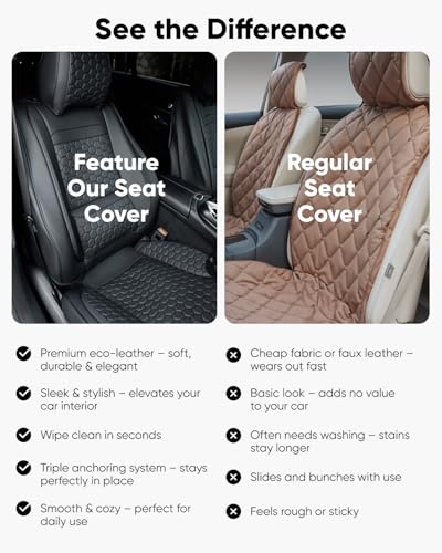 Eco-Leather Car Seat Cover – Luxury Universal Driver Seat Protector for Cars, SUVs, Trucks (Black Front) - color: Black Front