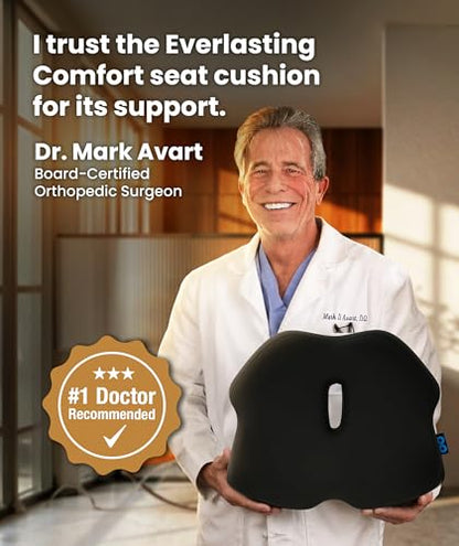Doctor Recommended Memory Foam Seat Cushion for Office Chairs & Car - Ergonomic Office Desk Accessories - Cushions for Tailbone Pain Relief, Sciatica