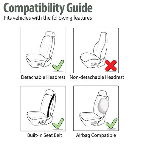 FH Group Front Set Faux Leather Car Seat Covers for Low Back Seat with Removable Headrest, Universal Fit, Airbag Compatible Seat Cover for SUV, Van, Tan - color: Tan
