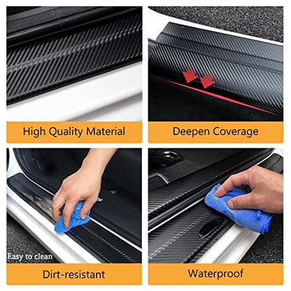 Car Door Sill Protectors Compatible with Dodge RAM 2500 Accessories- 4Pcs Door Entry Guard Scuff Sill Protector Plate- Carbon Fiber Anti-Scratch Sticker- Upgraded Full Coverage
