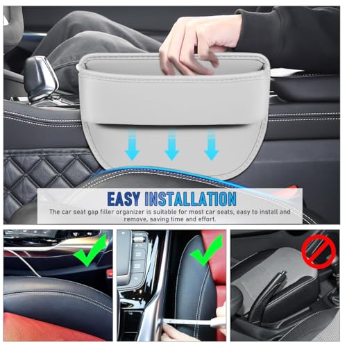 Healifty Car Seat Gap Filler Organizer: 2Pcs Leather Front Console Storage Box and Automotive Truck Interior Accessories for Women Men, Vehicle Holder between Seats