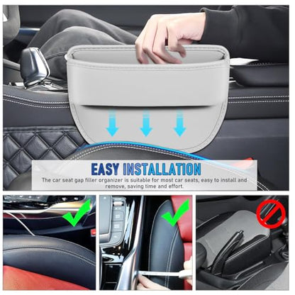 Healifty Car Seat Gap Filler Organizer: 2Pcs Leather Front Console Storage Box and Automotive Truck Interior Accessories for Women Men, Vehicle Holder between Seats