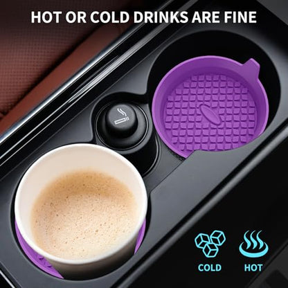 Car Cup Holder Coasters [4 Pack] Silicone Cups Mats, Automotive Universal Non-Slip Recessed Interior Accessories Deep Purple - color: 4pack-deep Purple