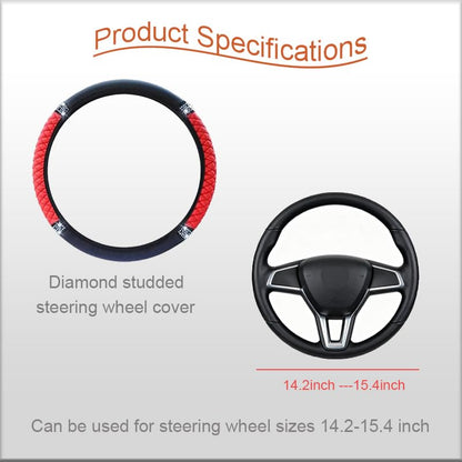 Microfiber Leather Steering Wheel Cover with Anti-Slip Lining Universal Car Accessory for Steering Wheel with a Diameter of 14.5-15 inch (Red) - color: Red