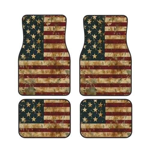 4-Piece Car Floor Mats Patriot American Flag All-Weather Protection American Flag USA Flags Car Carpets Heavy-Duty Car Carpets Auto Universal Fit Car Accessories All-Season Mats - color: Flags