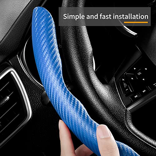 3 Piece Carbon Fiber Steering Wheel Cover,Car Steering Wheel Protector with Non-Slip Lining,Breathable Microfiber Universal for 14.5-15 inch,Blue