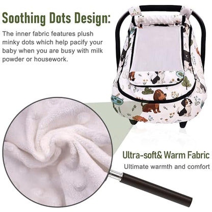 Waterproof Baby Car Seat Cover，YVMVDV Patented Cold Weather Carseat Cover for Babies,Infant Car Seat Cover Canopy for Boy Girls, Keeps Babies Warm and Cozy (Cute Dog) - color: Colorful Dog