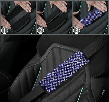 NBTEPEM 2 Pack Bling Car Seat Belt Covers, Diamond Seatbelt Shoulder Protection, Rhinestones Seat Belt Strap Cover Shoulder Pad, Universal Bling Car Interior Accessories Fit for Car/Truck/SUV(Blue) - color: Blue