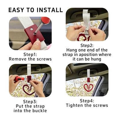 pson Broken Heart Car Handle Strap - color: Red