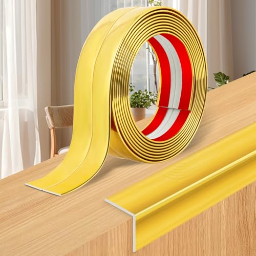Wall Corner Protector Moulding Trim Peel and Stick Wall Corner Guards Trim Flexible Self Adhesive Edge Protector Moulding, 0.8 in x 10 Ft, Gold - color: Gold, size: 0.8 In x 10 Ft