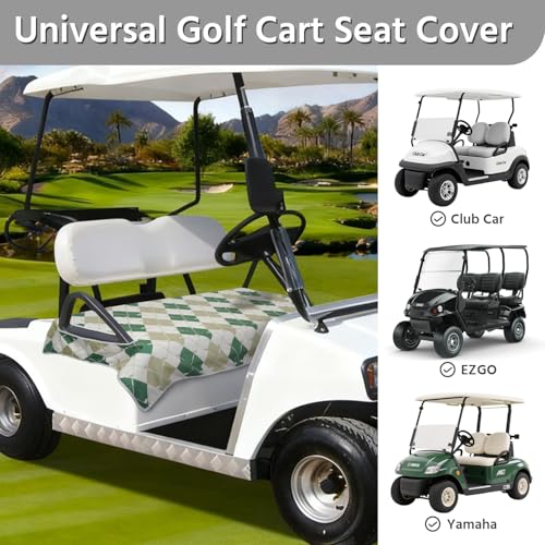 Golf Cart Seat Covers, Universal Golf Cart Seat Towel Blanket for Yamaha, EZGO, Club Car, Icon and More 2-Seat Carts, 100% Microfiber Keeps Seat Comfortable and Clean - color: green