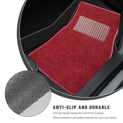 Sun Walker 4 PCS Car Floor Mats, Waterproof Anti-Slip Front & Rear Car Carpets with Driver Heel Pad, All Weather Floor Protective Pads Universal for SUVs Trucks Sedans Vans (Wine Red) - color: Wine Red