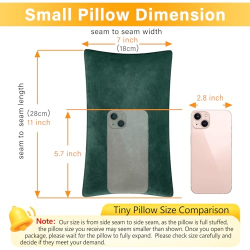 1 MIDDLE ONE 2 Pack Small Pillow, Memory Foam Mini Pillow 11 X 7 Inches for Travel, Sleeping, Nap and Neck, Knee, Lumbar Support, Tiny Cushion for Pet, Dogs (Dark Green) - color: Dark Green, size: 11x7 inch