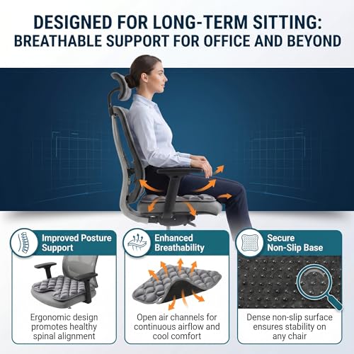 Inflatable Seat Cushion, Coccyx Cushion for Office Chair, Car & Wheelchair, Ergonomic Pressure Relief for Tailbone & Sciatica, Adjustable Firmness, Non-Slip Seat Pad for Long Sitting 16.6" × 15.8"