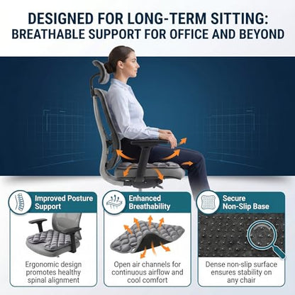 Inflatable Seat Cushion, Coccyx Cushion for Office Chair, Car & Wheelchair, Ergonomic Pressure Relief for Tailbone & Sciatica, Adjustable Firmness, Non-Slip Seat Pad for Long Sitting 16.6" × 15.8"