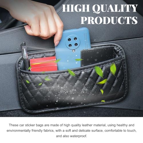 2 PCS Car Side Pocket Organizer, Leather Adhesive Auto Side Seat Back Storage Pocket, Waterproof Phone Document Sunglasses Holder Vehicle Gap Filler Pouch, Car Accessories (Small) - size: Small