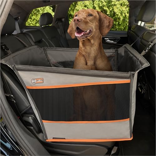 K&H Pet Products Buckle N Go Dog Car Seat for Large Dogs, Waterproof Fabric, Breathable Mesh Sides, Adjustable Seat Belt Leash, Carseat for Medium to Large Pets, Car Seat Cover - 21 X 19 X 19in - color: Gray, size: Large 21 X 19 X 19 Inches