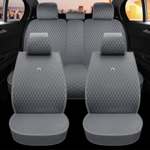 Red Rain Universal Car Seat Cover Full Set Leather Auto Seat Cushion Cover Full Coverage Waterproof Car Seat Protector (AA-Gray) - color: AA-Gray