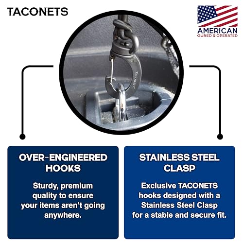 TacoNets Envelope Cargo Net for Suburban | Tahoe | Yukon/XL | Escalade/ESV - Fits 2015-Current - Upgraded 5mm Bungee - Integrated Storage Bag - Heavy Duty Hooks - Designed in USA - style: Chevy Tahoe / GMC Yukon / Cadillac Escalade 2015+