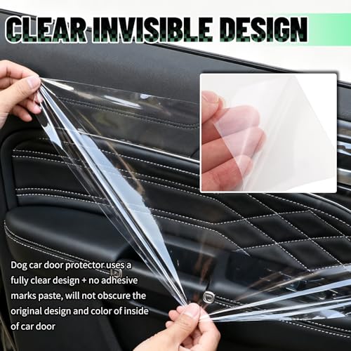 9.84 Ft×7.87 Inch Car Door Protector for Dogs,Cuttable Clear Car Door Edge Guards Avoids Dog Scratches,Dirt,Dust,Universal Clear Protective Film for Cars with Knife,Scraper,Towel