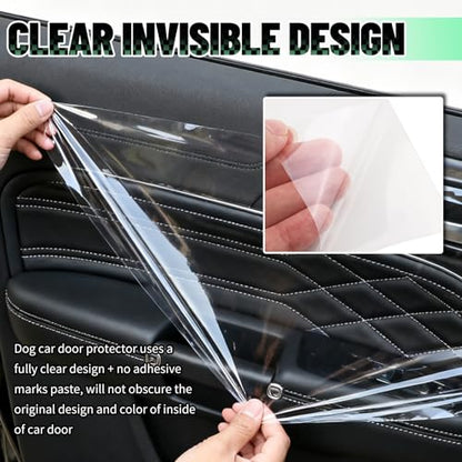 9.84 Ft×7.87 Inch Car Door Protector for Dogs,Cuttable Clear Car Door Edge Guards Avoids Dog Scratches,Dirt,Dust,Universal Clear Protective Film for Cars with Knife,Scraper,Towel