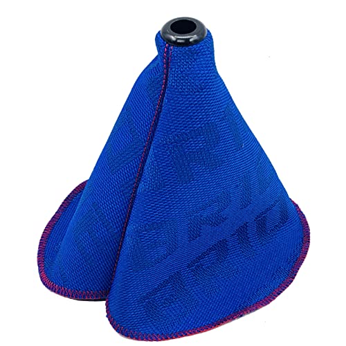 JDM Style Car Shifter Boot Racing Shift Knob Cover Collars Hyper Fabric for Universal Car with Red Stitching - color: Blue