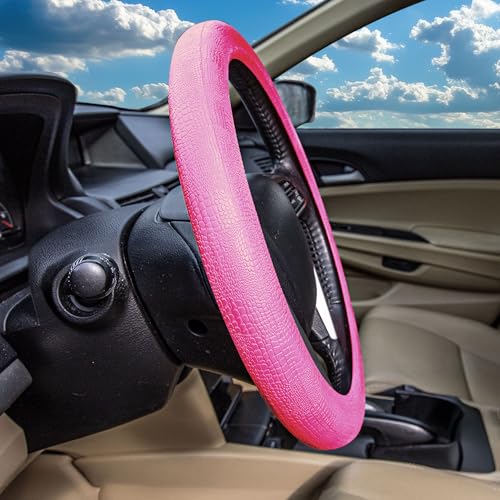 FH Group Universal Fit Silicone Snake Pattern with Massaging Grip Steering Wheel Cover fits Most Cars, SUVs, Trucks, and Vans Baby Pink - color: Baby Pink