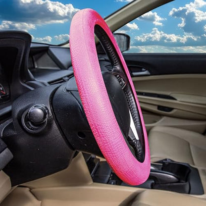 FH Group Universal Fit Silicone Snake Pattern with Massaging Grip Steering Wheel Cover fits Most Cars, SUVs, Trucks, and Vans Baby Pink - color: Baby Pink