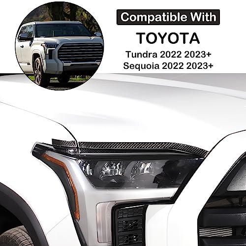 Aunginsy Car Front Headlight Eyebrow Trim Sticker Compatible with Toyota Tundra/Sequoia 2022 2023 2024 Pickup Truck Real Carbon Fiber Material Decorative Sticker Protection Cover Exterior Accessories - size: Front Headlight Eyebrow Sticker