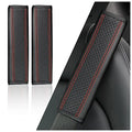 2PCS Car Seat Belt Cover Pad,Breathable Leather Seatbelt Covers for Shoulder Protection and Car Decorations,Universal Seatbelt Cushion Adding Car Seat Strap Pads Car Accessories Interior (Black/Red)