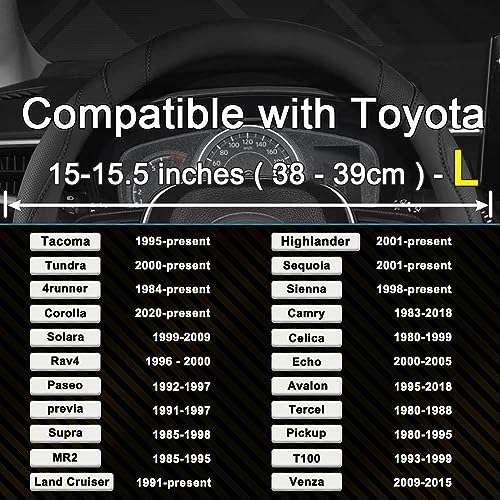 West Llama Customized Auto Car Steering Wheel Cover for Toyota Tundra Tacoma 4runner 15-15.5inches (Black-Large Size) - color: A-Black, size: Large Size (15''-15 ½'')