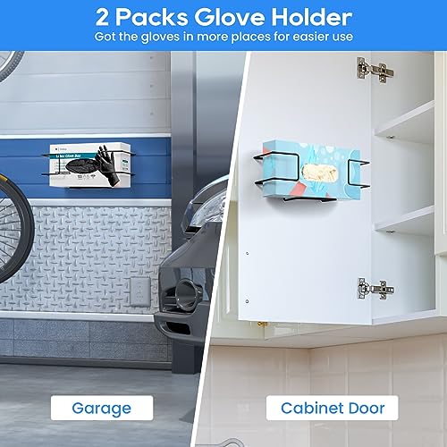 THYGIFTREE Glove Box Holder Wall Mount Dispenser, 2 Pack with 1 Small + 1 Large Rack, Small Fits 100 Count Boxes, Large Fits 100 & 200 Count Boxes, Fits Most Nitrile Latex & Vinyl Glove Boxes, Black - color: Black - 2pack (Fits Standard Box)