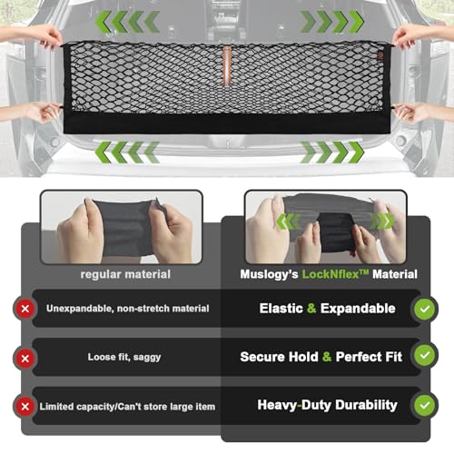 Truck Bed Cargo Net Trunk Netting Compatible with 2024-2026 GMC Acadia | Chevy Traverse | 2025+ Buick Enclave Accessories, Pickup Cargo Organizer SUV Sedan Storage Net w/Heavy Duty Carabiners - style: 2024+ Acadia & Traverse & Enclave