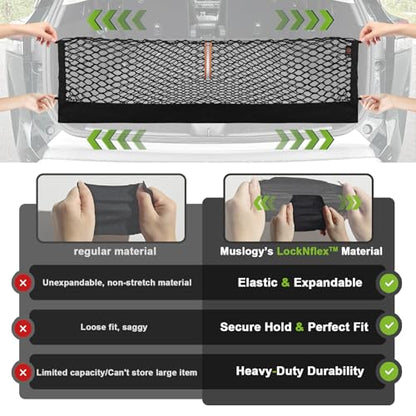 Truck Bed Cargo Net Trunk Netting Compatible with 2024-2026 GMC Acadia | Chevy Traverse | 2025+ Buick Enclave Accessories, Pickup Cargo Organizer SUV Sedan Storage Net w/Heavy Duty Carabiners - style: 2024+ Acadia & Traverse & Enclave